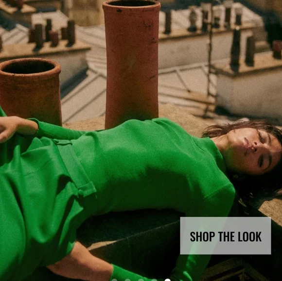 Sezane Simon Green High Neck Organic Cotton/ Wool Long Sleeve Sweater - Picture 5 of 6